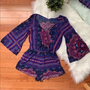American Eagle Boho Paisley Wrap Romper